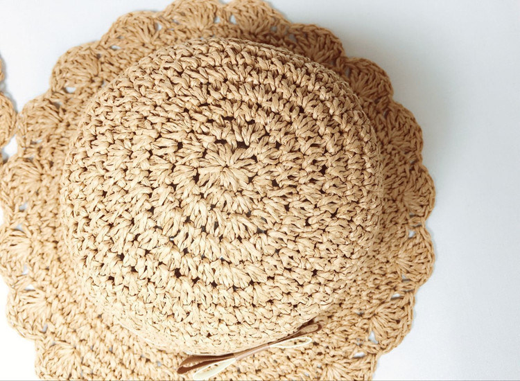 Children's Straw Beach Hat, Straw Bucket Hat for Kids