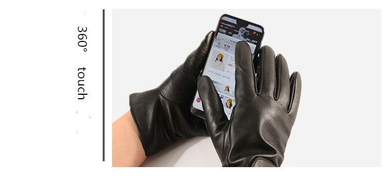 Sheepskin Gloves Winter Fleece Warm and Windproof Driving and Riding Touch Screen Leather Gloves
