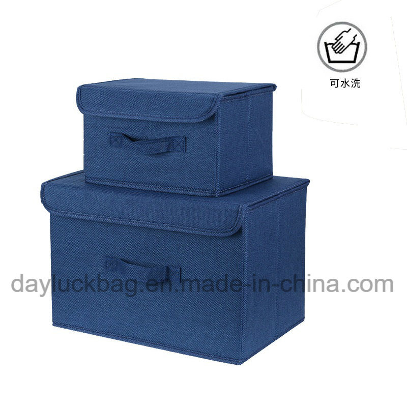 Large Capacity Fabric Foldable Cube Storage Container Box with Lid and Handle