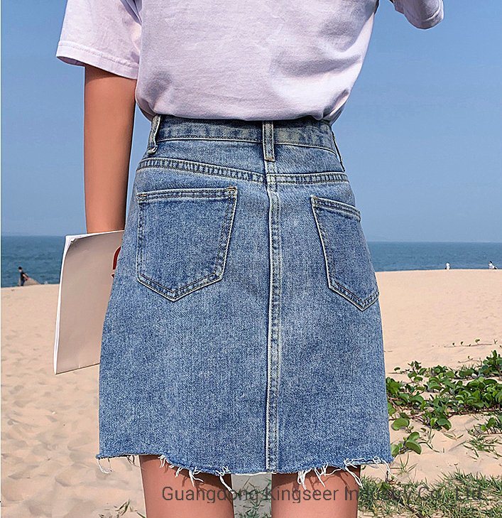 Casual Women Ripped Distressed Cotton Ladies Skinny Denim Short Skirt