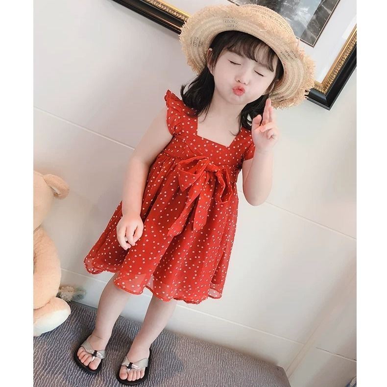 Girls' Dresses Chiffon DOT Princess Dresses for Children in Summer Girls' Summer Dresses Little Girls' Net