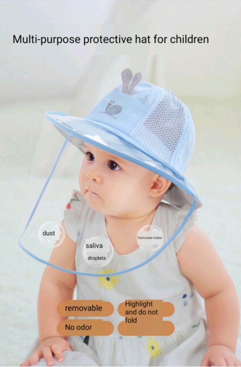 Kids Face Shield Hat Protective Hat Droplet Isolation Children Face Mask Covering Baby Fisherman Hat