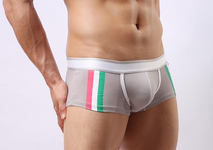 Men Striped Cotton Underwear Boxers Comfort Briefs Shorts for Man