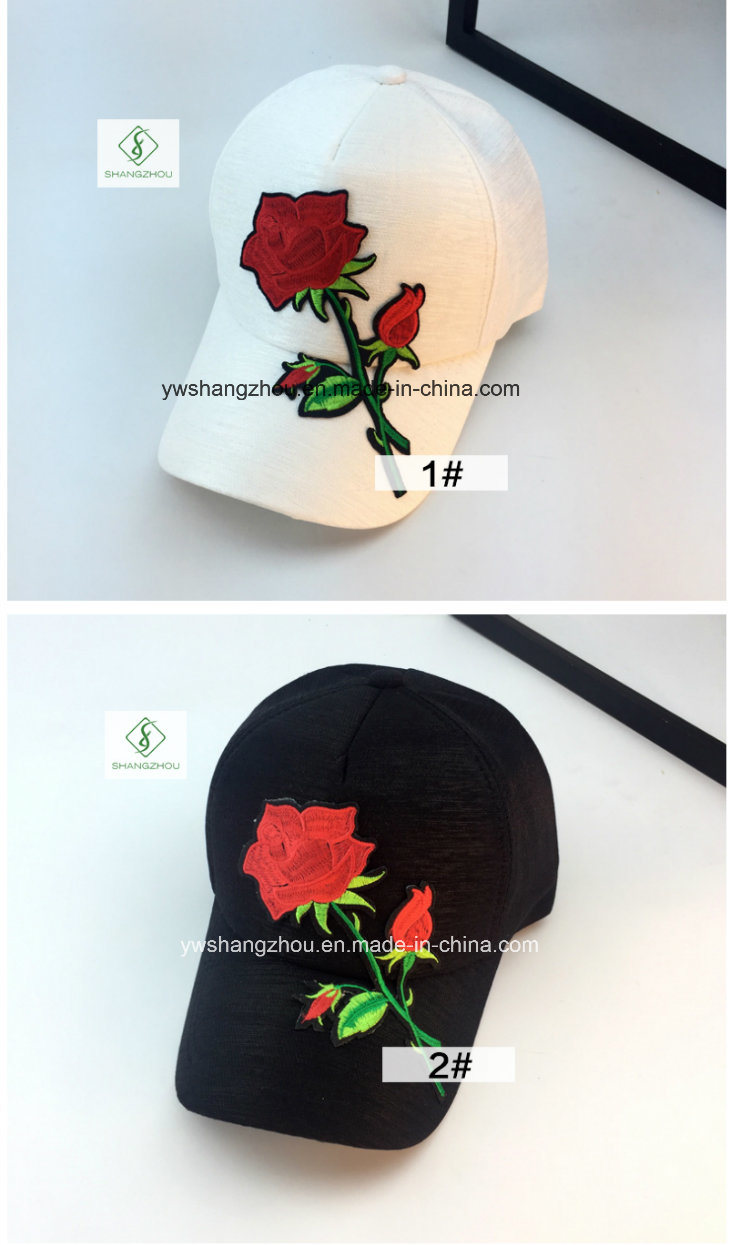 Newest Plain Rose Embroidery Baseball Cap Fashion Peaked Cap