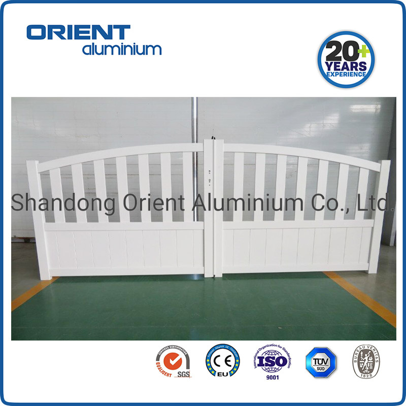 Aluminium Double Swing Gate with Horizontal Solid Infill Flat Top