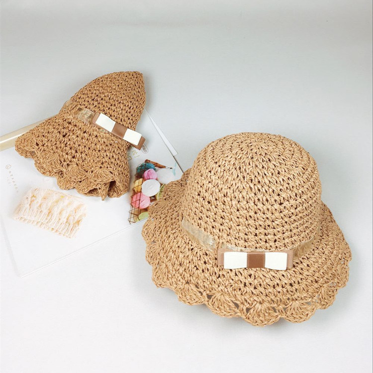 Children's Straw Beach Hat, Straw Bucket Hat for Kids