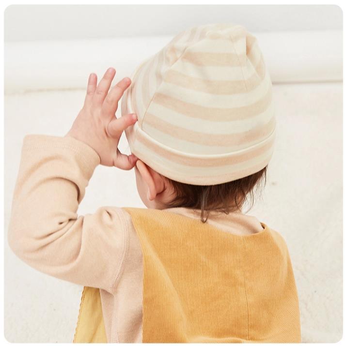 Natural Colored Organic Cotton Plain Baby Boy Girl Beanie Knitted Hat