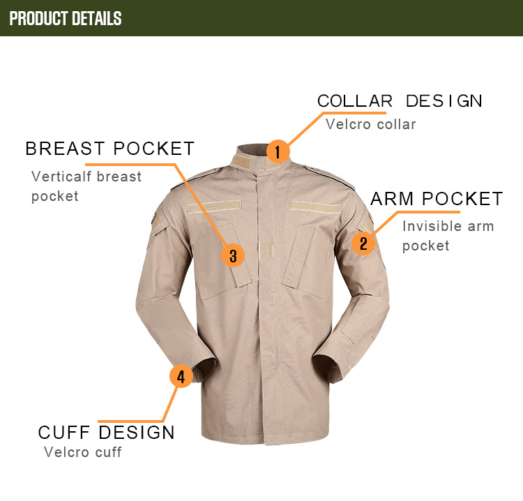 Army Combat Uniform Suit - Khaki Color Jackets Army Uniforms