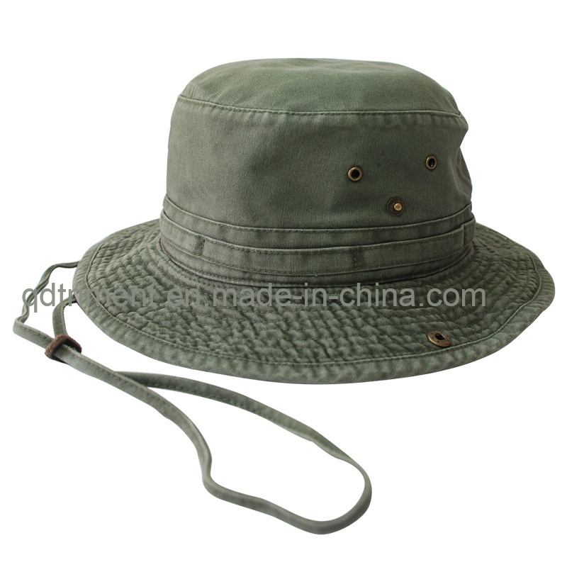 Washed Contrast Binding Twill Sport Fishing Bucket Hat (TRBH016)