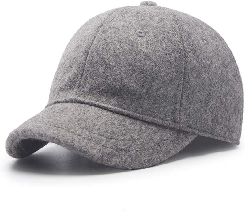 Light Grey Wool Hat Soft Short Brim Tweed Baseball Cap Wj38