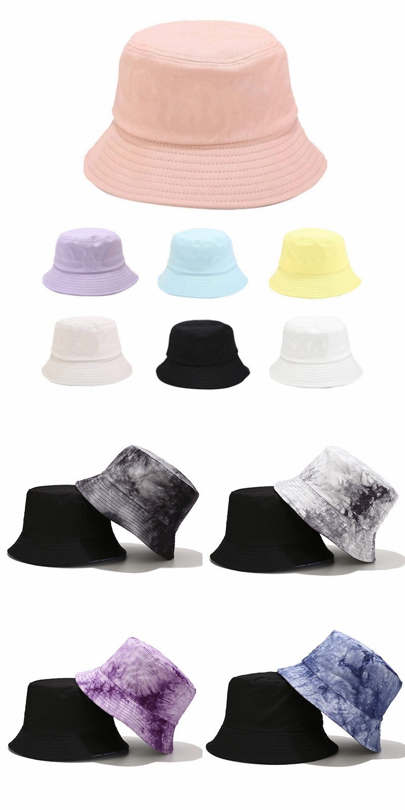 New Fashion Reversible Black White Cow Pattern Fisherman Caps Bucket Hats