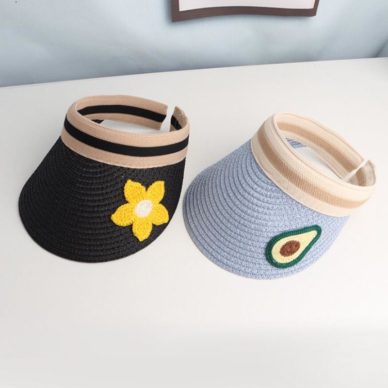 High Quality Kids Fruits Design Summer Straw Hat Bowknot Beach Sun Protection Hats for Girls