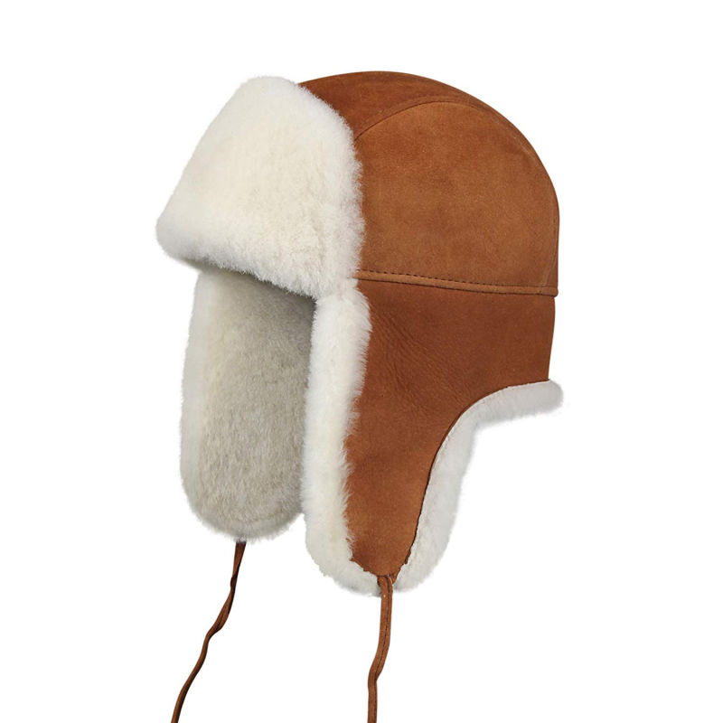 Sheepskin Leather Aviator Russian Ushanka Trapper Winter Fur Sheepskin Hat
