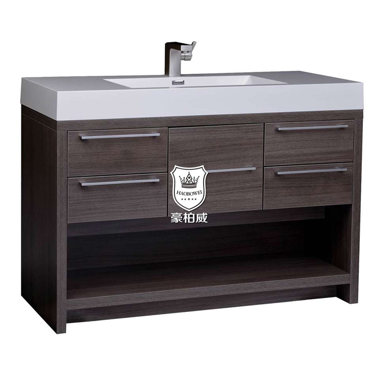 Bathroom Cabinet with Single Sink Vanity Set for Hotels with Artificial Stone Top