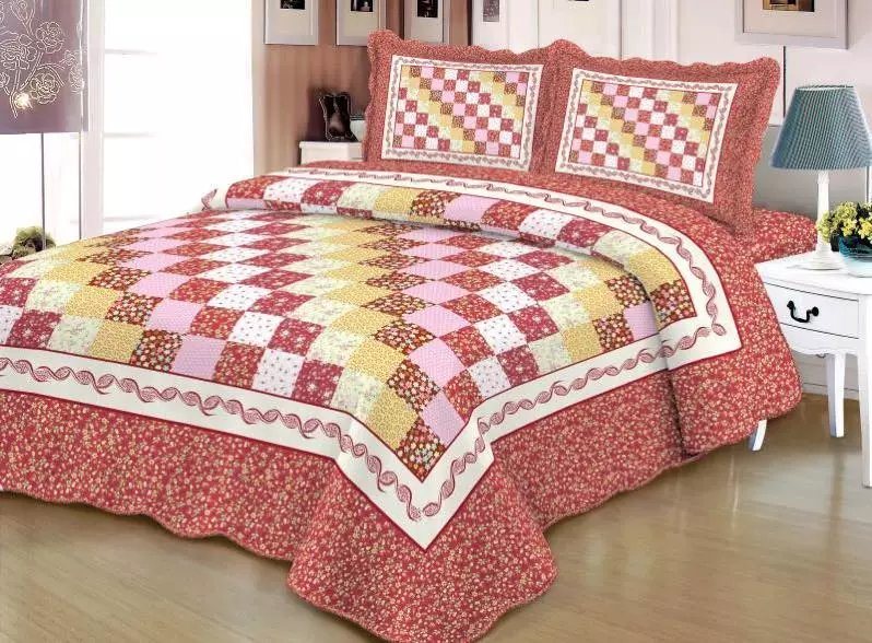 Luxury Home Textile Embroidered Quilt Indian Bedspread Embroidered Pattern Bed Sheet Set