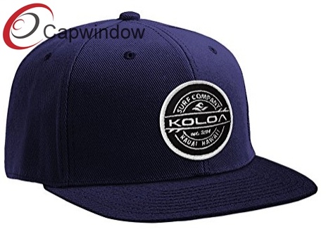 Flat Brim Baseball Cap Snapback Hat with Customized Woven Patch