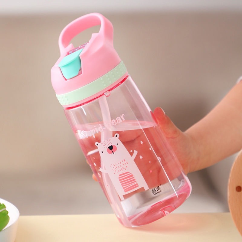 BPA-Free Plastic Drinking Water Bottle with Straw for Kids
