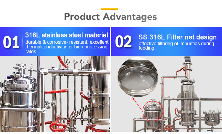 Short Path Evaporator/Short Path Distiller Cbd Distillation Machine with Evaporation Area 0.5m2