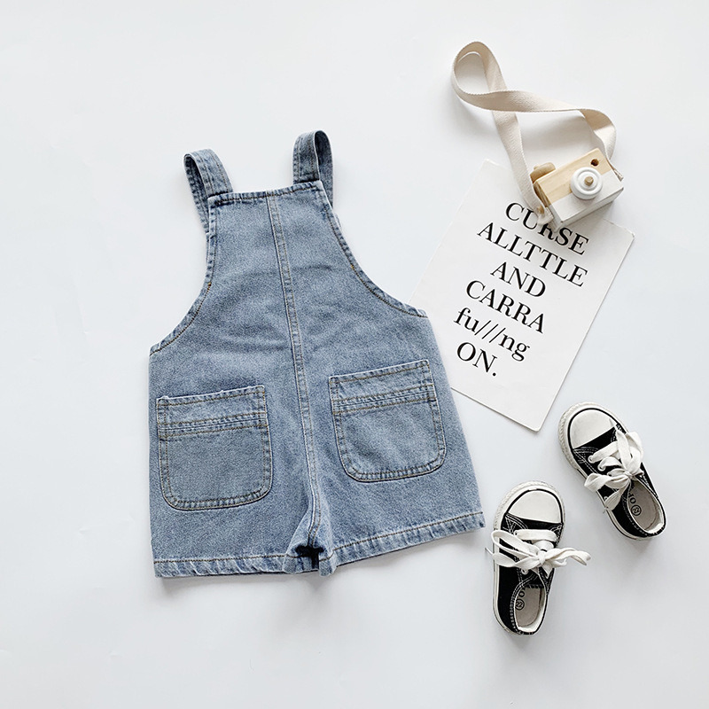 Support OEM Children's Denim Suspender Shorts 2020 Summer New Casual Pants for Boys and Girls