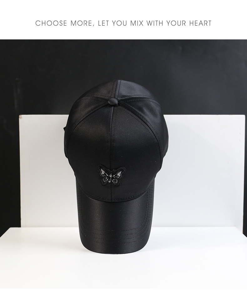 Custom Dacron Baseball Cap Hat, Unisex Woven Label Embroidery Butterfly Cap, 6 Panels Sport Caps