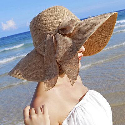 Ladies Elegant Big Brimmed Hat Summer Straw Hat Beach Hat