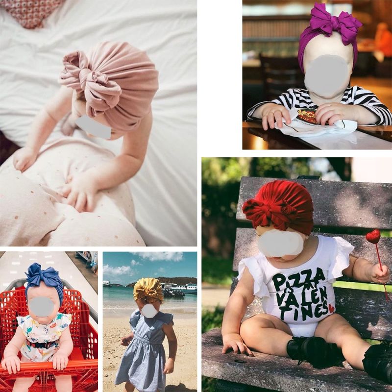 Girls Baby Cotton Cloth Turban Toddler Ear Hat Kids Head Cap Baby Hats Esg13504