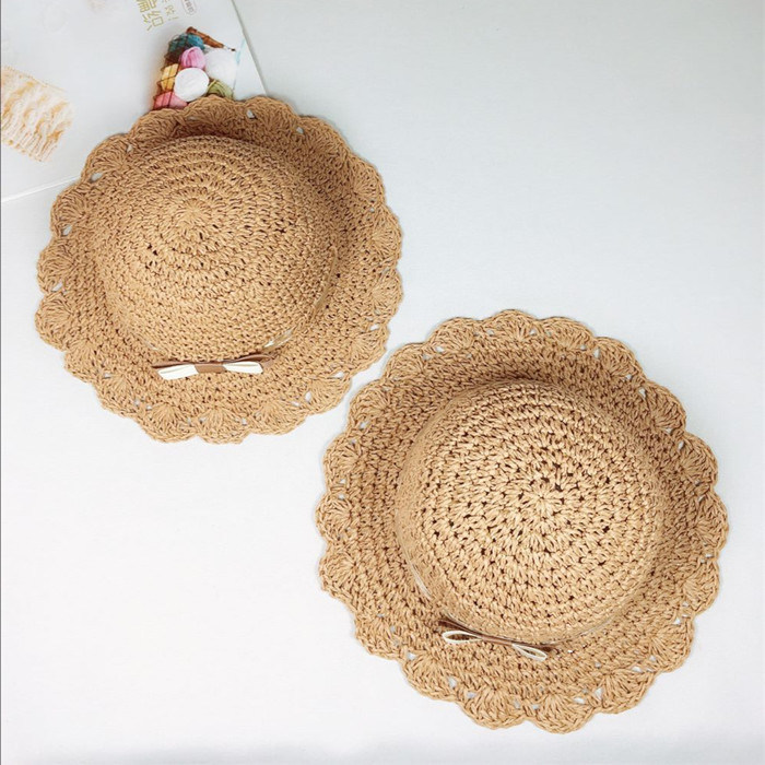 Children's Straw Beach Hat, Straw Bucket Hat for Kids