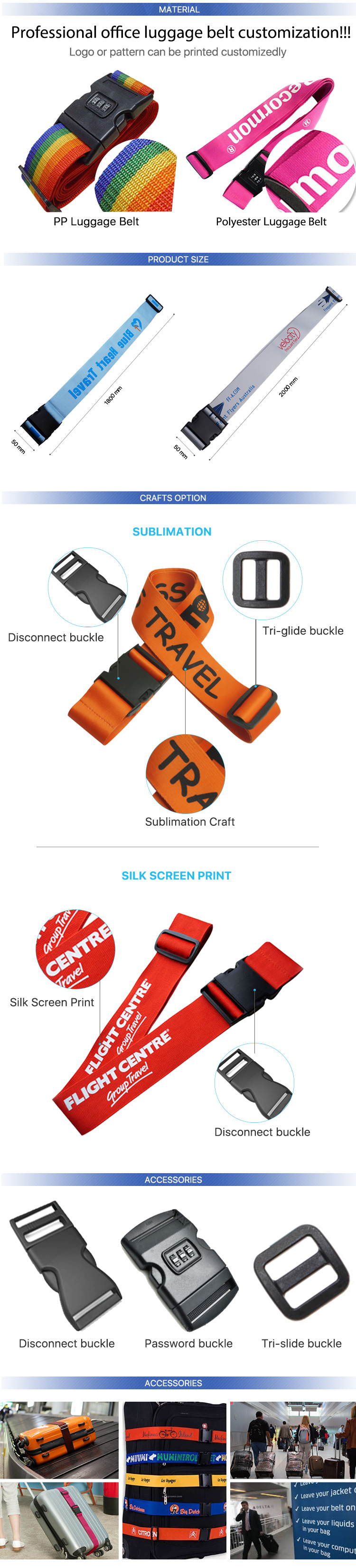Custom Fabric Luggage Belt for Promotional