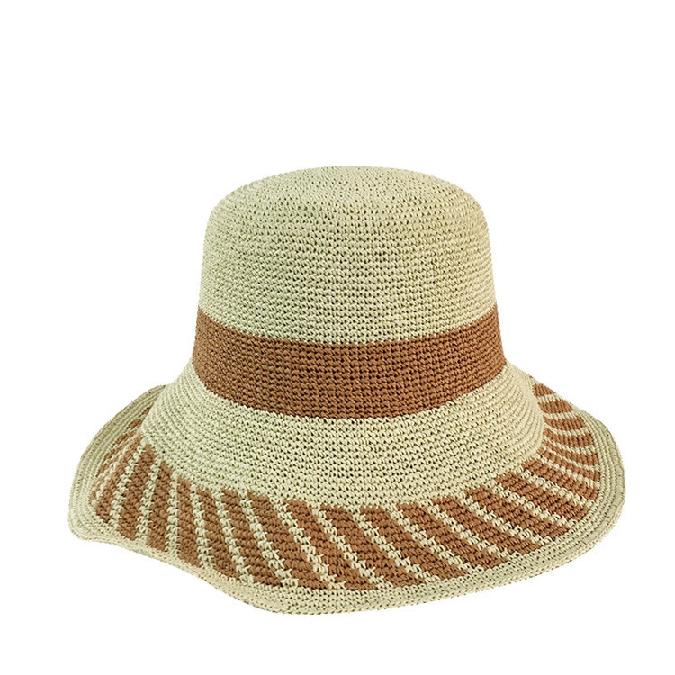 Cloche Hat Sun Hat Raffia Straw Bucket Hat with Bowknot Ribbon