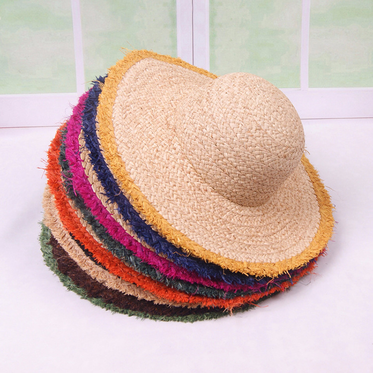 Sombreros Wholesale Custom Ladies Wide Brim Cap Hat Summer Sun Beach Straw Hats