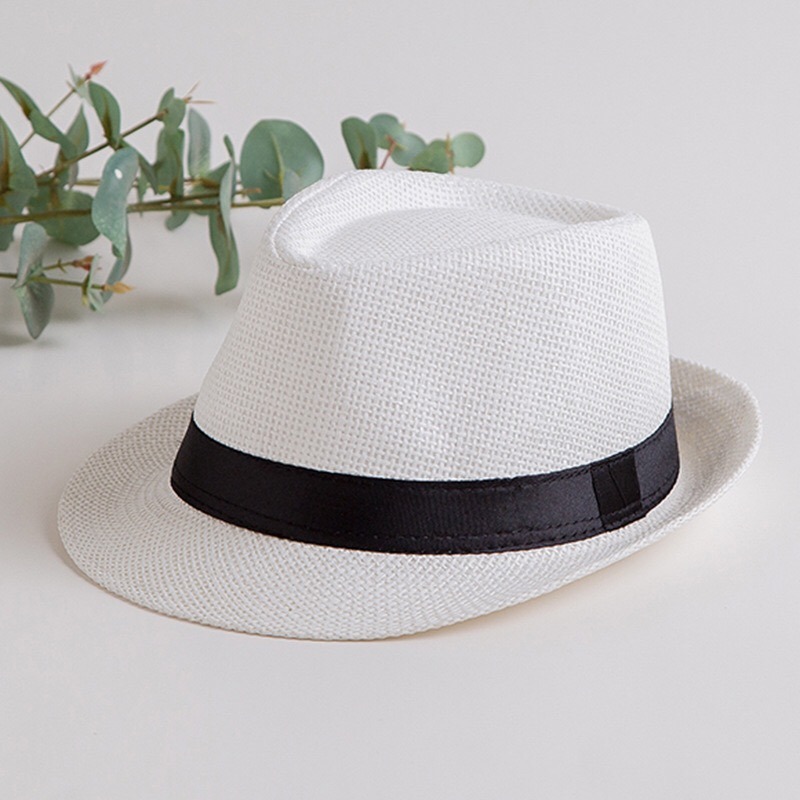 Summer Plain Pastoral Beach Panama Hat Flat Wide Brim Fedora Paper Straw Hat