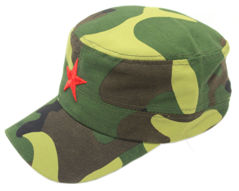 Top Quality Cotton Chino Twill Red Star Embroidery Military Camo Hat