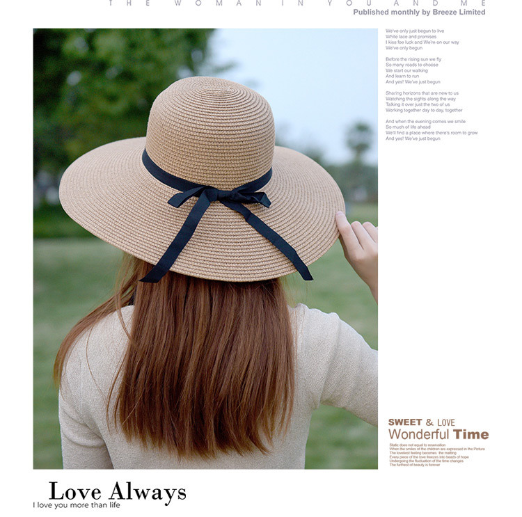 Custom Womens Foldable Summer Straw Hat for Sun Beach