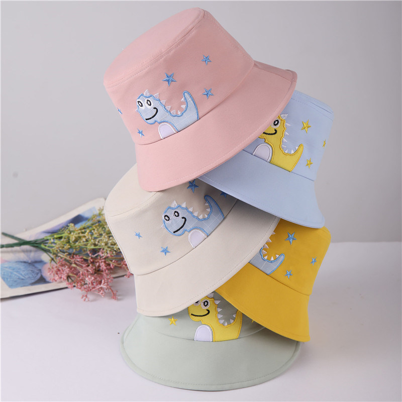 Cartoon Dinosaur Embroidery Pot Hat for Children