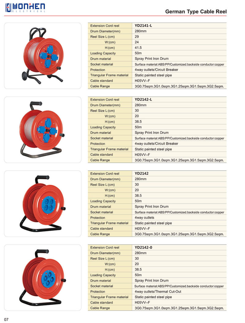 Electric Extension Cable Reel with 16A 3pin Plug and Children Protect