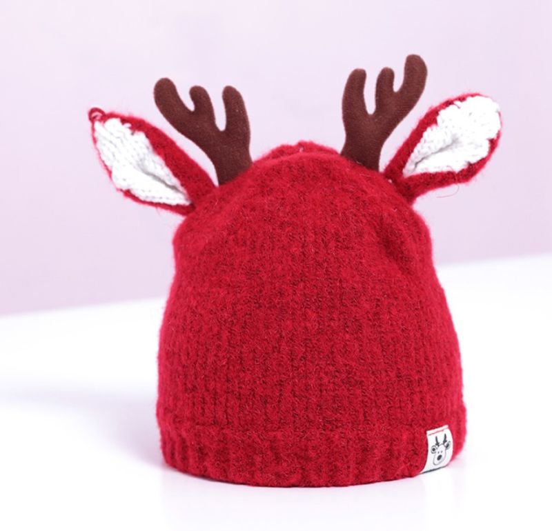 Christmas Anlters Wool Beanies Cute Children Kids Hats