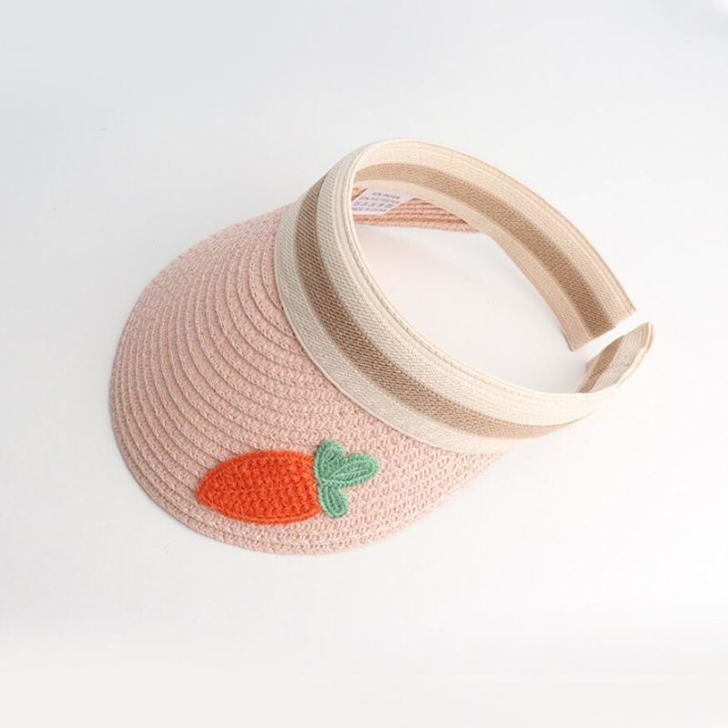 High Quality Kids Fruits Design Summer Straw Hat Bowknot Beach Sun Protection Hats for Girls