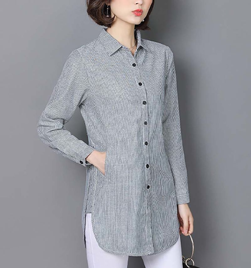Women Striped Blouse Shirts Spring Autumn for Lady Work Tops