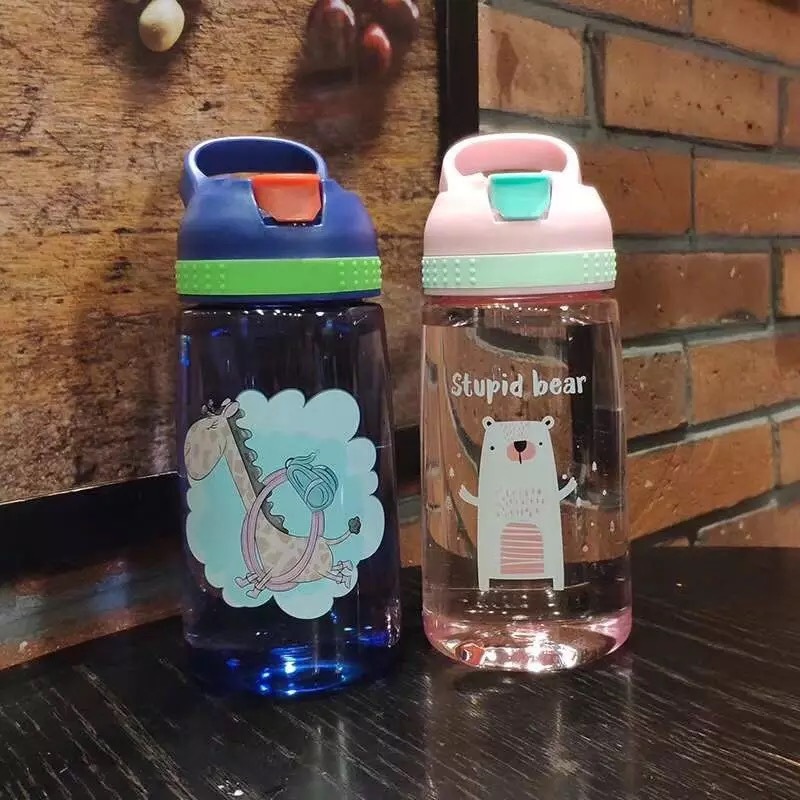 BPA-Free Plastic Drinking Water Bottle with Straw for Kids