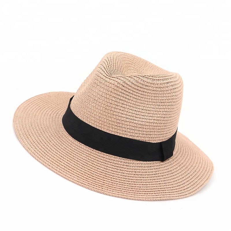 Custom Design Men's Beige Straw Leisure Hat for Beach