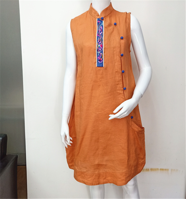 Trendy Style Plain Embroidered Linen Cotton Saree Woman Blouse Dress