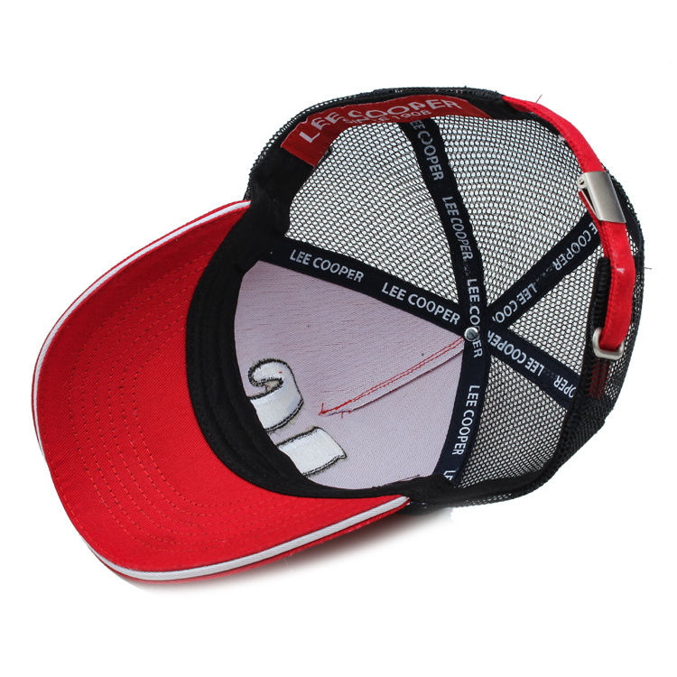 3D Mesh Trucker Hat, Curved Trucker Mesh Cap, Red Sports Cap