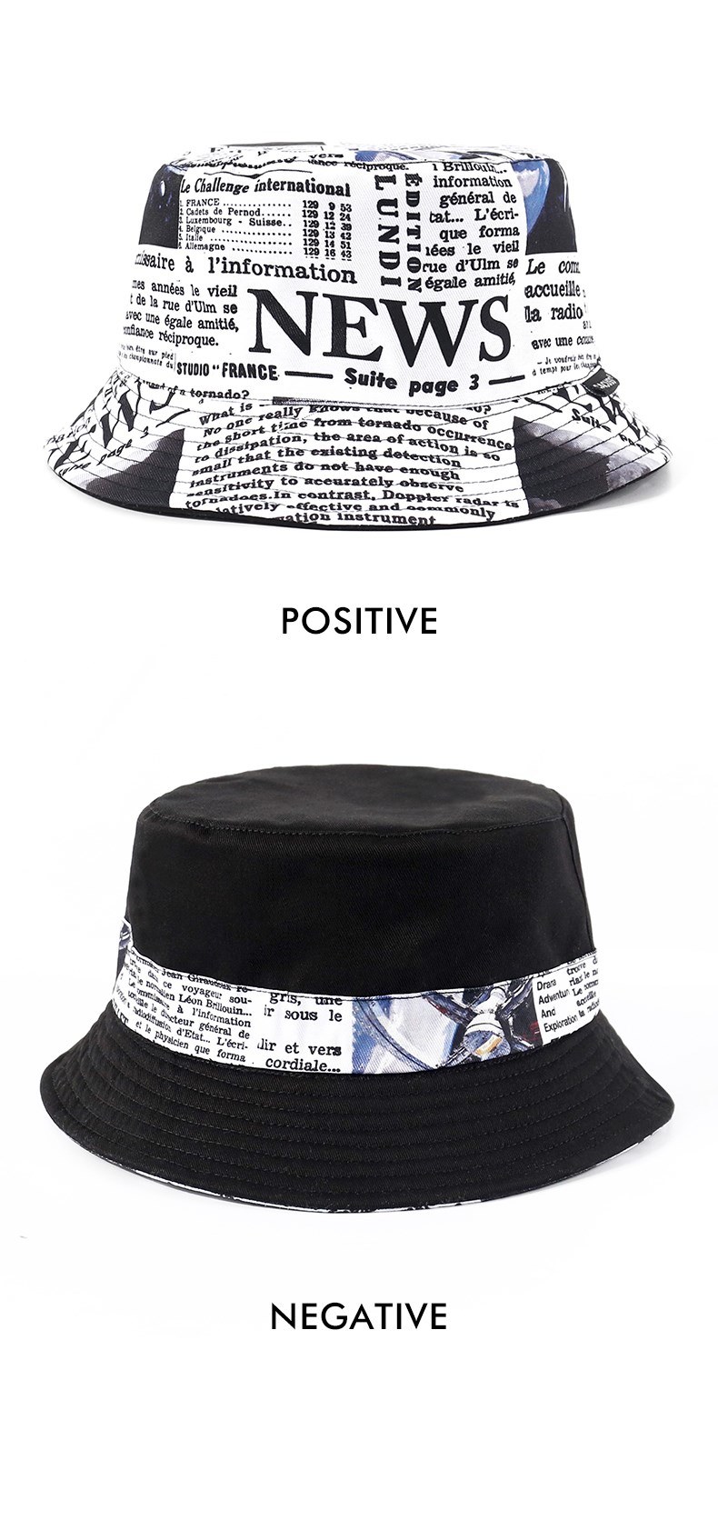 Custom Summer Sun Hat, Visor Hat, Newspaper Printed Cotton Twill Bucket Cap, Fishmen Cap