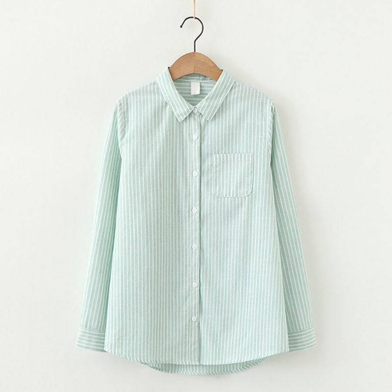 Striped Blouses Women Shirts Spring Casual Loose Outwear Cotton Tops