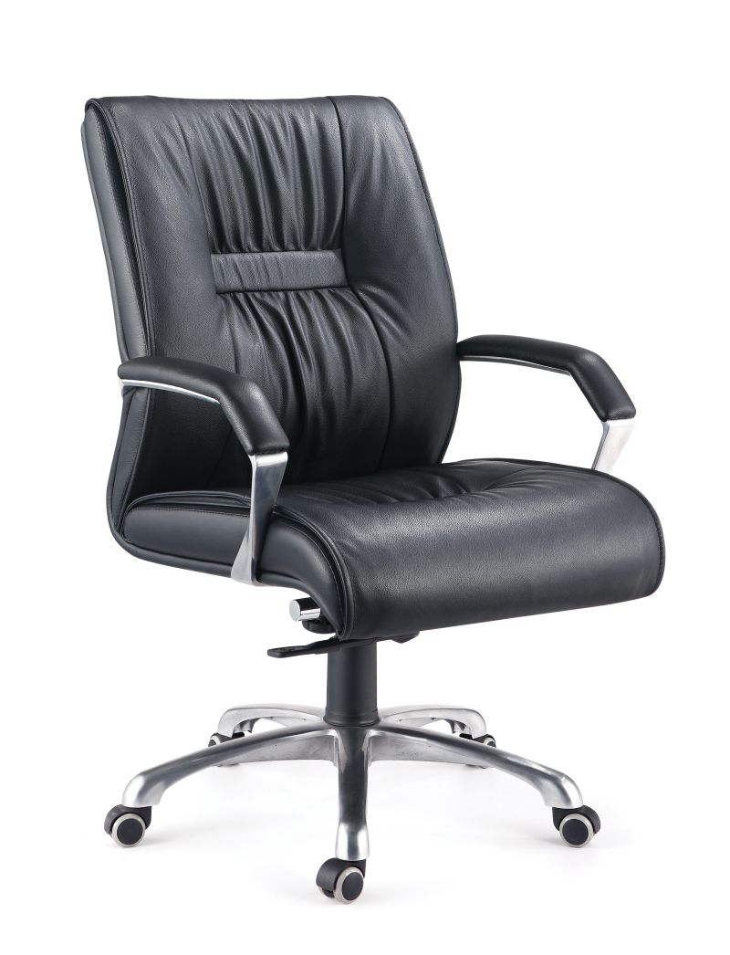 Luxury Medium Back Black Leather Manager Office Chair