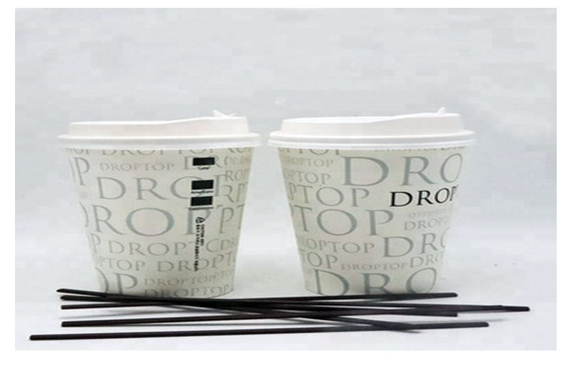 Disposable Eco-Friendly Paper Cup 8oz Single Paper Cup with Lid, Sleeve and Straw