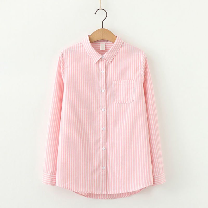Striped Blouses Women Shirts Spring Casual Loose Outwear Cotton Tops