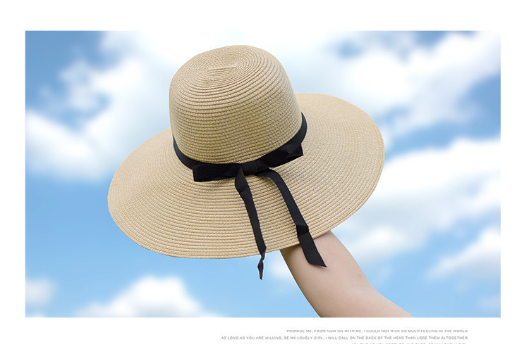 Custom Womens Foldable Summer Straw Hat for Sun Beach