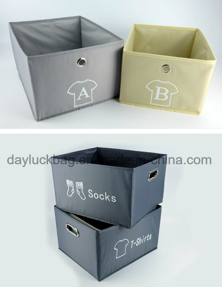 Solid Grey Non Woven Foldable Fabric Cube Storage Box Basket
