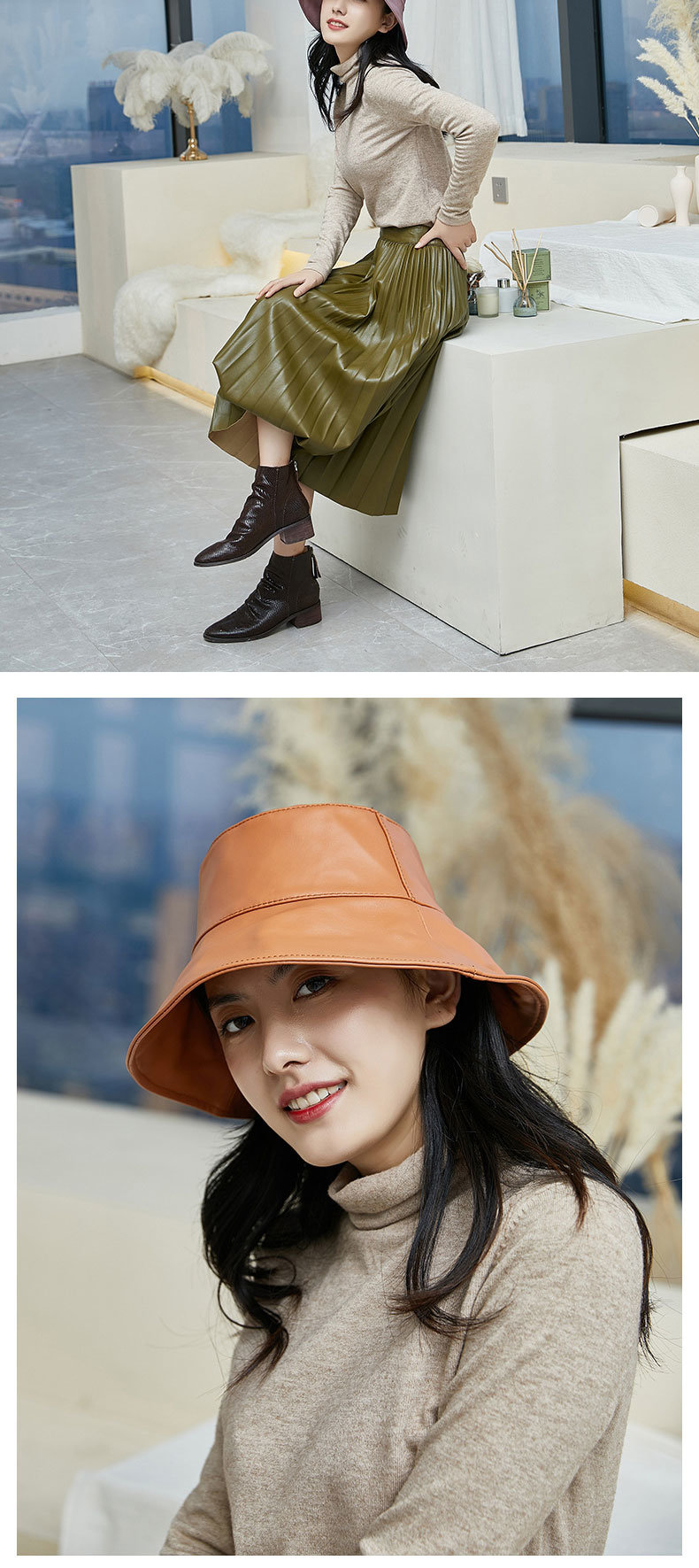 Black Sheepskin Fisherman Hat Female Sun Visor Hat Bucket Hat Sunscreen Cover Face Big Brim Cap